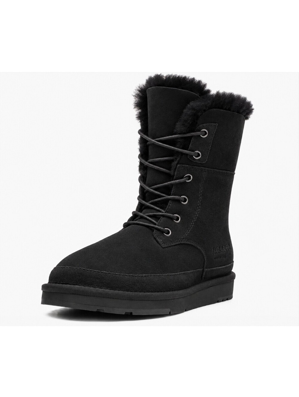 AU&MU Black Suede Sheepskin Lace-Up Winter Boots Women’s Size 8 Brand New